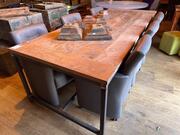 Eetkamertafel antiek teakhouten blad 