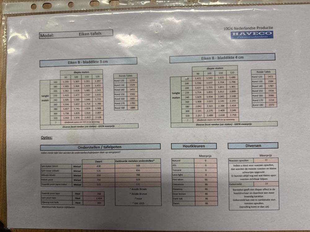Eettafel eiken Deens ovaal 3 cm verjongd 
