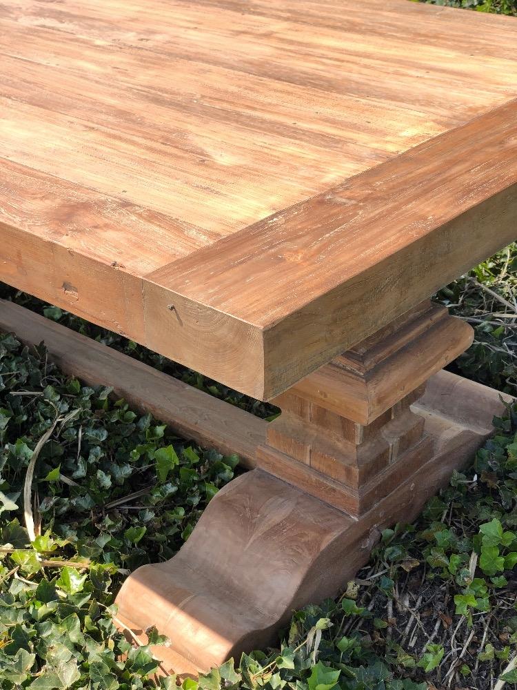 vervorming Gentleman vriendelijk grijnzend Kloostertafel Abbaye XL in reclaimed teak - Tafels gemaakt van oud hout uit  voorraad leverbaar. - Check de stoerste eetkamertafels gewoon in Kessenich  - Colonial Warehouse