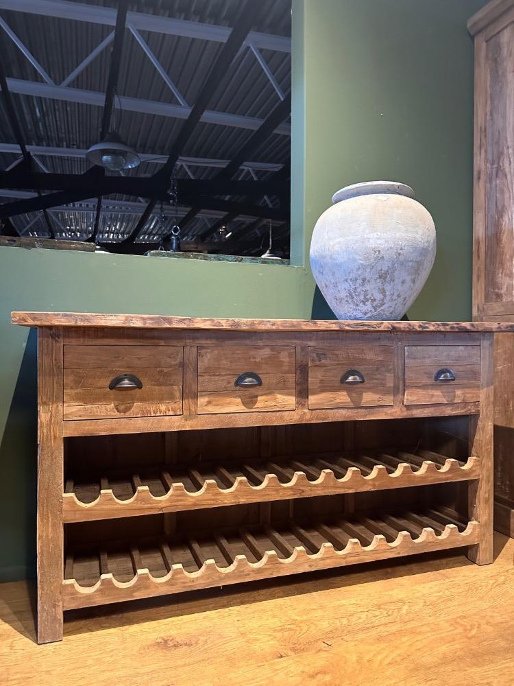 Sidetable wijn 4 lades oud teak 