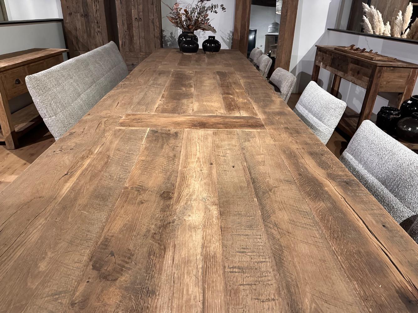 Tafel oud eiken XXXL 7cm dik