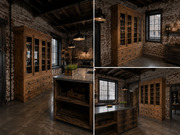 Vitrinekast Gascogne 4 drs oud teak 
