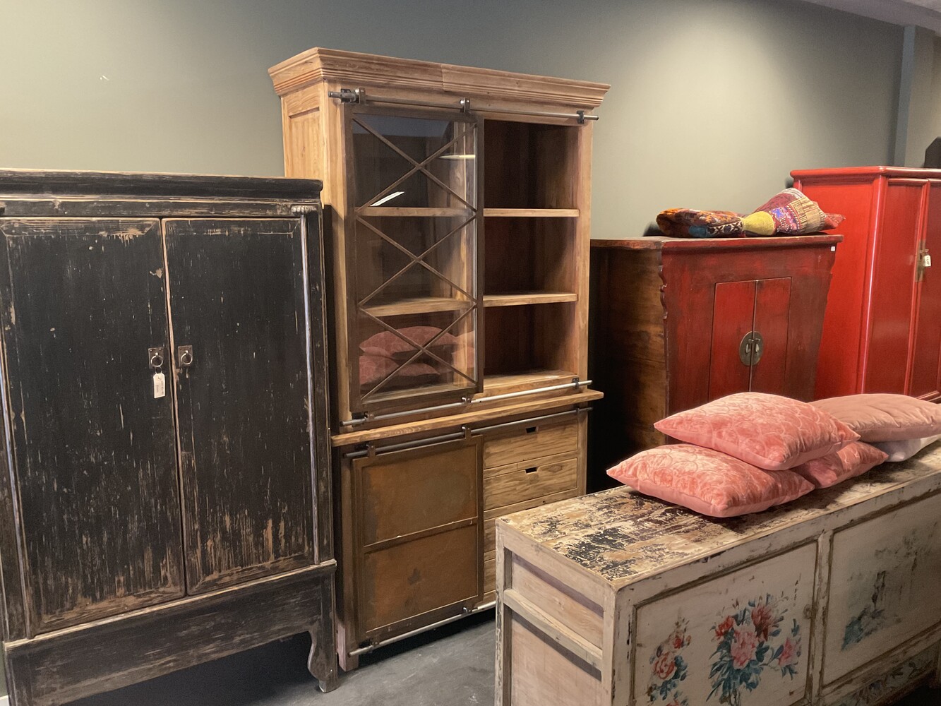 Vitrinekast Teak Roest