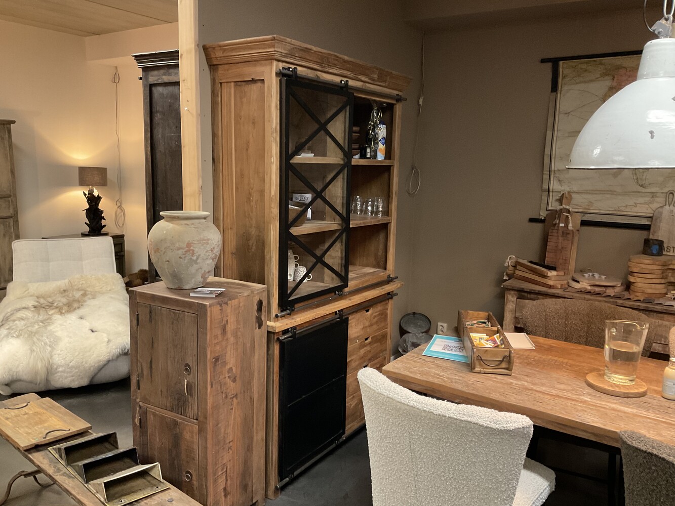 Vitrinekast Teak Zwart