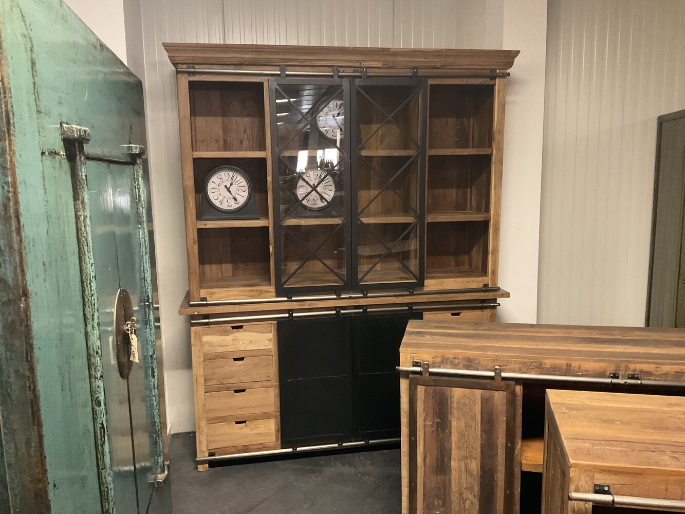 Vitrinekast Teak Zwart